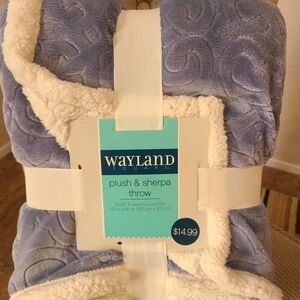 NWT-Wayland Plush & Sherpa Throw - Light Lavender with Cream Sherpa